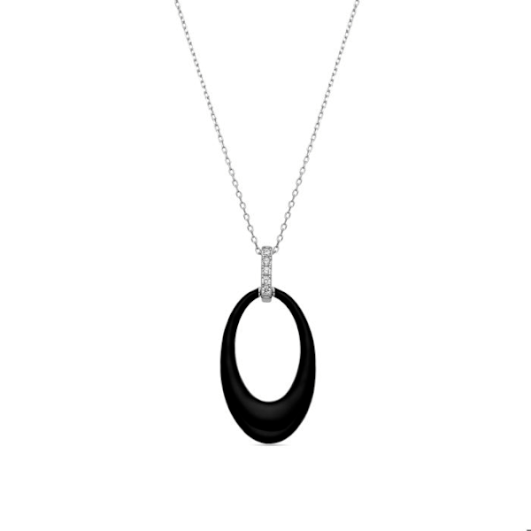 Collier - Luxenter - Onves - Silver 925 - Svart emalj - Rhodiumpläterad Svart