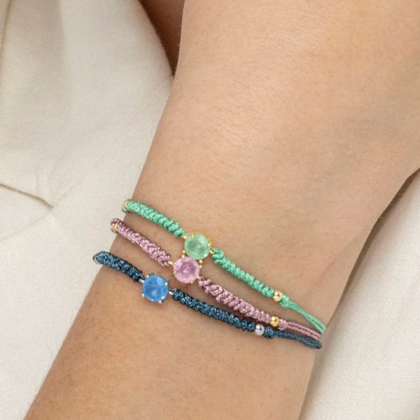 Armbånd - Akma - Argent 925 - Lysblå hydrotermisk kvarts - Justerbar - Rhodiumbelagt Ljusblå