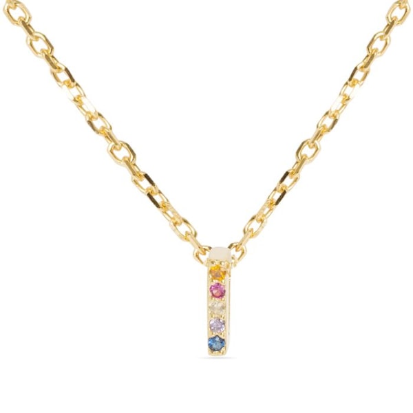 Collier - Luxenter - Aakkoset I - Argentiitti 925 - Moniväriset zirkonit - Keltakulta 18K Flerfärgad
