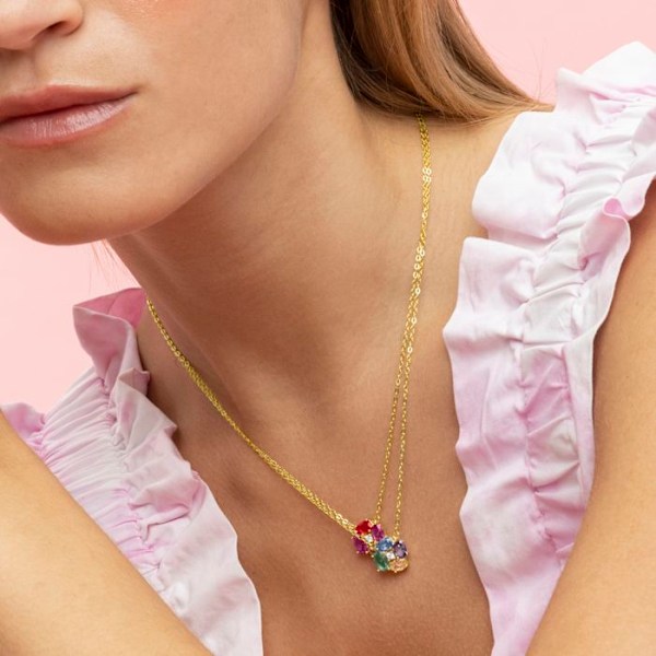 Collier - Luxenter - Itrio - Silver 925 - Multicolor hydrotermal kvarts - Guld 18k Flerfärgad