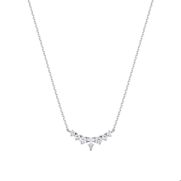 Halsband - Anviba - Silver 925 - Kubisk Zirkonia - Rhodium Belagd - 40cm + 5cm förlängning