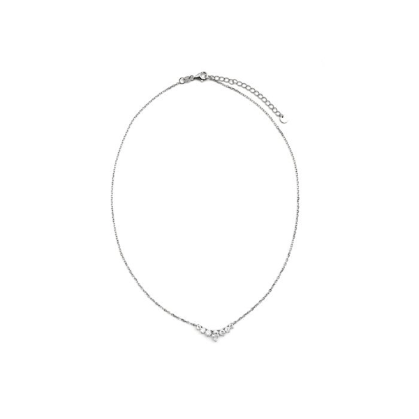 Collier - Anviba - Argent 925 - Zirconium Kubisk - Rhodium Belagt - 40cm + 5cm forlængelse