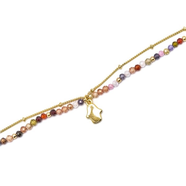 Armband - Raxsu - Flerfärgad - Guld 18K - 16 cm + 3 cm förlängning - Kristall Flerfärgad