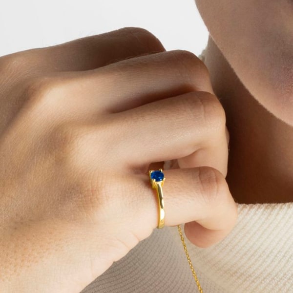 Ring - Luxenter - Otieno - Sølv 925 - Guld 18k - Hydrotermal kvarts Lapislazuli blå 12