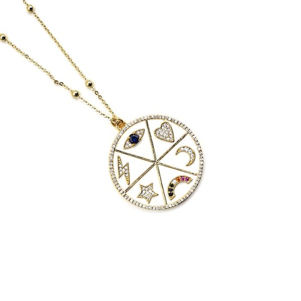 Collier - Luxenter - Thiem - Flerfärgad zirkon - Guld 18k - Längd 42 cm + 3 cm förlängning Flerfärgad