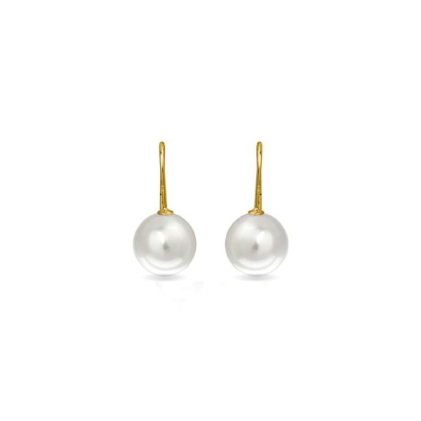 Boucles d'oreilles Luxenter i 925 sølv med hvid perle afsluttet i 18K guld Højde 23 mm - Essential
