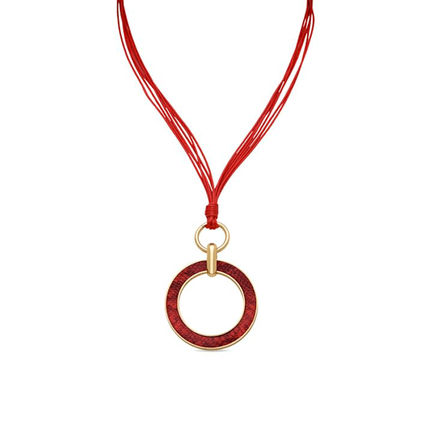 Collier - Luxenter - Phiae - Röd läder - 18K gult guld - Metalllegering Röd