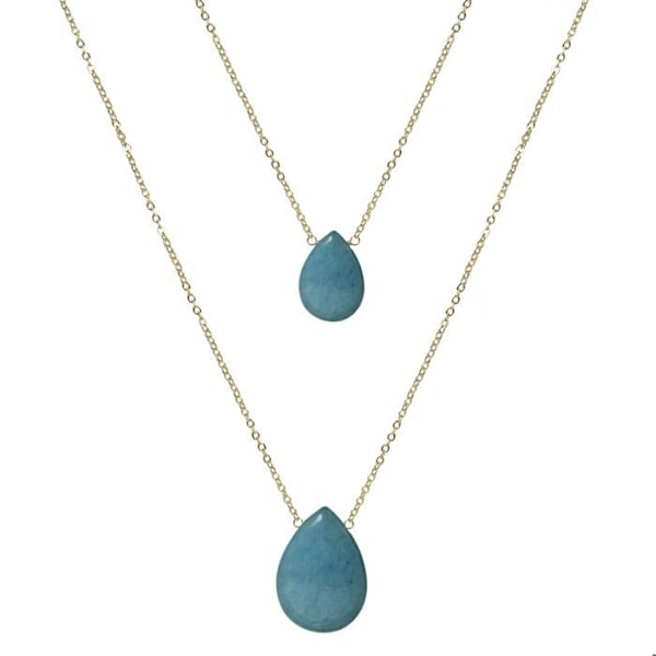 Collier - Abélia - 18 Karat Gult Forgyldt Legering - Blå Agat - One Size - Dame Blå