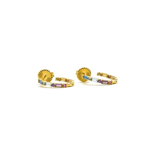 Örhängen - Luxenter - Hinnar - Silver 925 - Flerfärgad zirkon - Guld 18k Flerfärgad