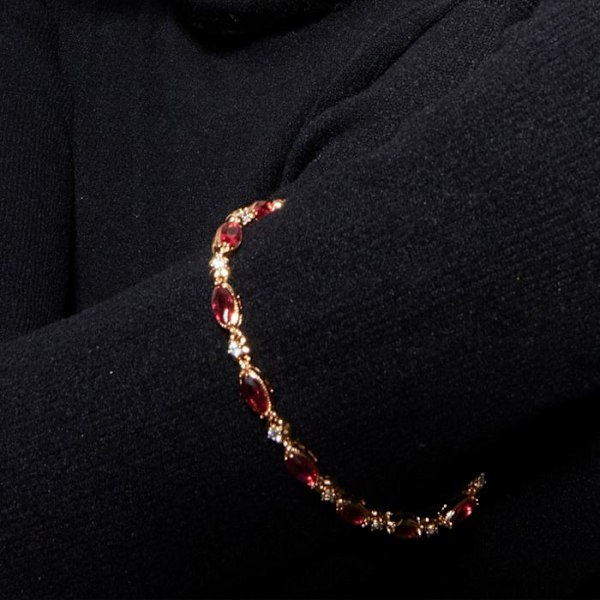 Armbånd - Luxenter - Julie - 18k belagt - Rubinsyntetisk zirkon - 17 cm + 3 cm forlængelse Röd