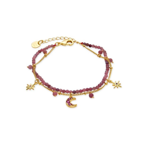 Armbånd - Luxenter - Ethal - Rosa krystal - 18k guld - Længde 16 cm + 3 cm Rosa