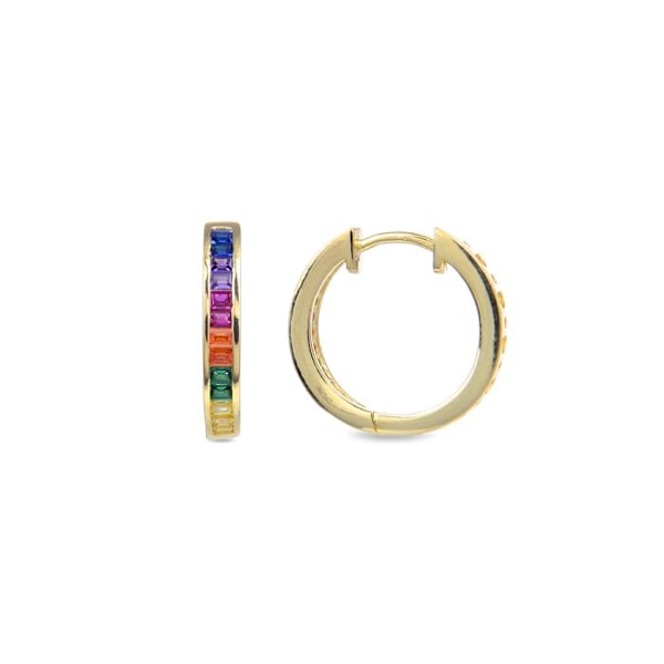 Örhängen - Luxenter - Tuhato - Silver 925 - Flerfärgad zircon - Gult guld 18K Flerfärgad