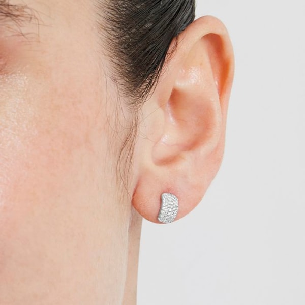 Örhängen - Hausun - Silver 925 - Glittrande zirconium - Rhodiumpläterad - 9 mm