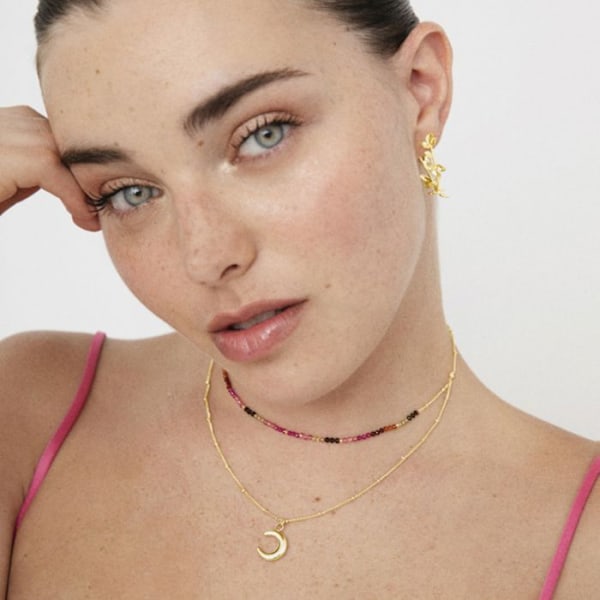 Collier - Luxenter - Noko - Gult guld 18 karat - Flerfärgad kristall - 40 cm + 3 cm förlängning Flerfärgad