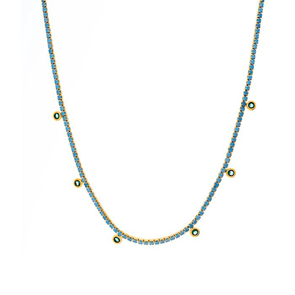 Collier Luxenter i 925 sølv og Nano Turquoise færdiggjort i 18k guld - Nejad