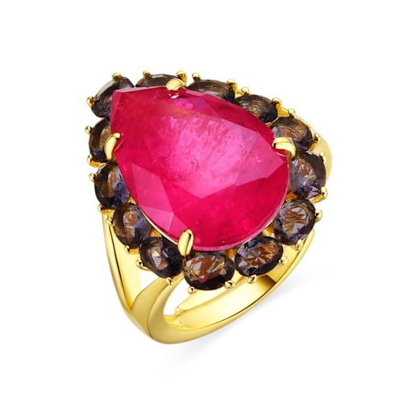 Ring - Soreus - Silver 925 - Multicolored hydrothermal quartz - Gold 18k - 23,2 mm mångfärgad 14