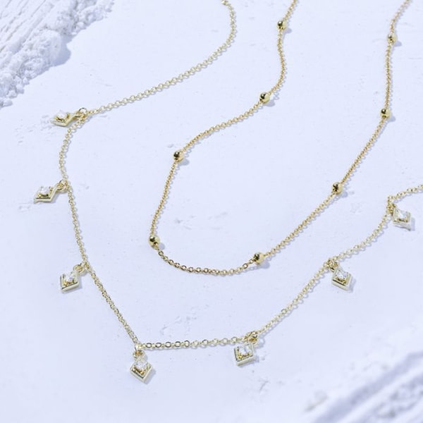 Halsband - Liydat - 18 karat gult guld - 42 cm + 3 cm förlängning - Zirkonium - Kvinna