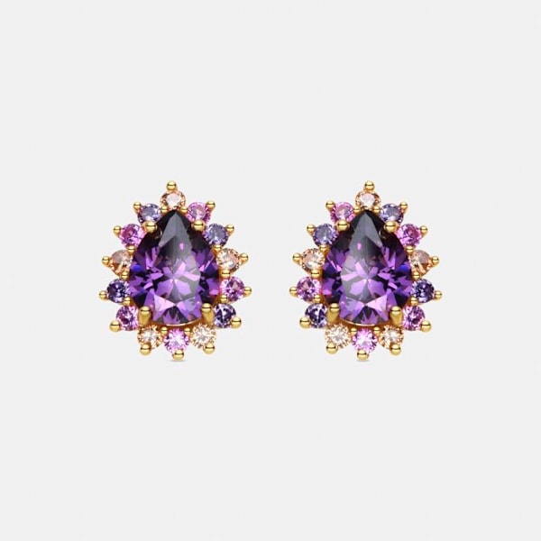 Luxenter øreringe i 925 sølv og multicolor zircon med 18k guld finish - Otli Flerfärgad