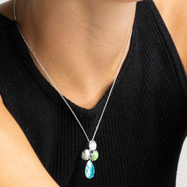 Collier - Luxenter - Vargae - Blå kristall - Rhodiumpläterad - 42 cm + 3 cm förlängning Blå