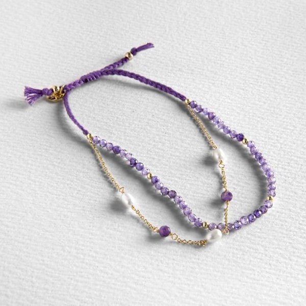Armbånd - Luxenter - Athat - 18K Guld - Amethyst Cubic Zircon - 16 cm