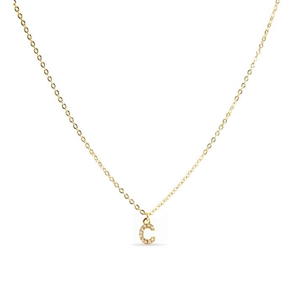 Collier Luxenter med zirkonia i brillant finish i 18k guld - alfabet C