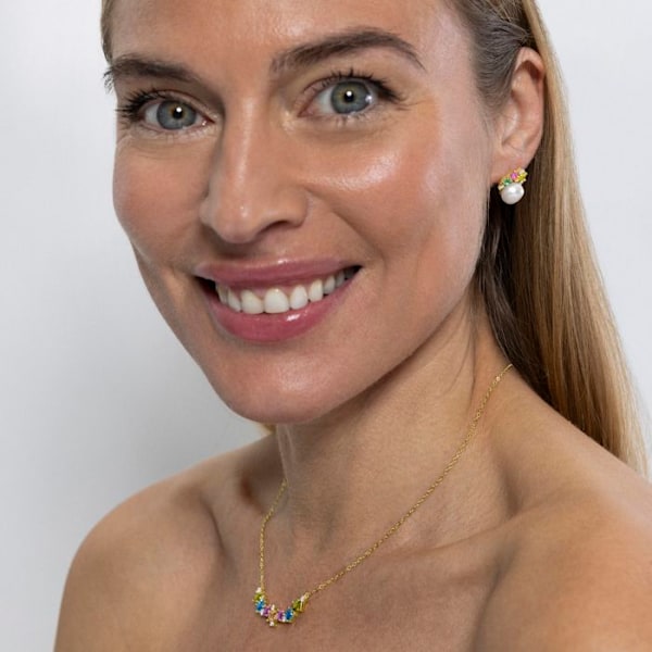 Collier - Luxenter - Akma - Argent 925 - Multifarvede zirkoner - 18k guld Flerfärgad