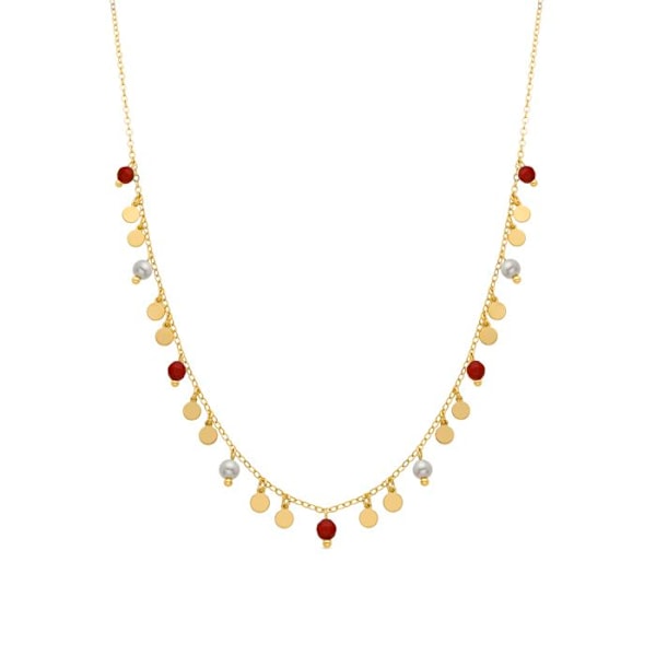 Kaulaketju - Luxenter - Dilna - 18k keltakulta - Koralli - 42 cm + 5 cm pidennys