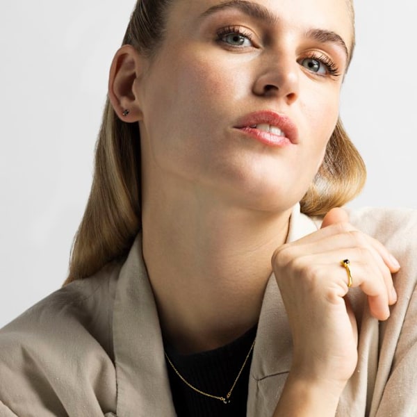 Sormus - Luxenter - Otieno - Hopea 925 - Zirkoni Onyx - Keltakulta 18k svart 9