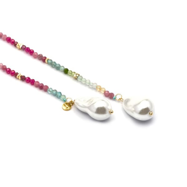 Collier - Luxenter - Lorex - Sølv 925 - 18k Guld - Multikolor Krystal Flerfärgad