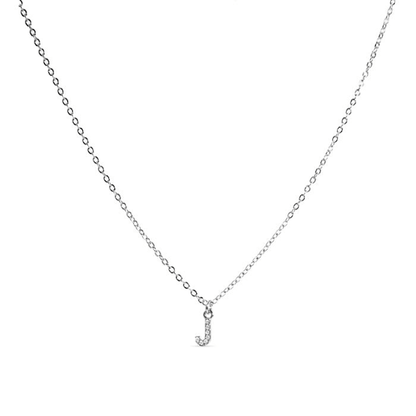 Halsband - Luxenter - Bokstav J - Zirkonium brillant - Silverfärgad - 42 cm + 3 cm förlängning