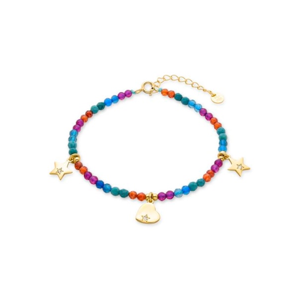 Luxenter armbånd i 925 sølv med multicolor krystaller afsluttet i 18K gult guld - Sten Flerfärgad