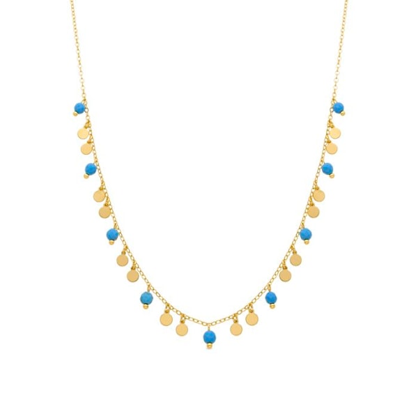 Halsband - Luxenter - Fawya - Gult guld 18 karat - Turquoise - 42 cm + 3 cm förlängning