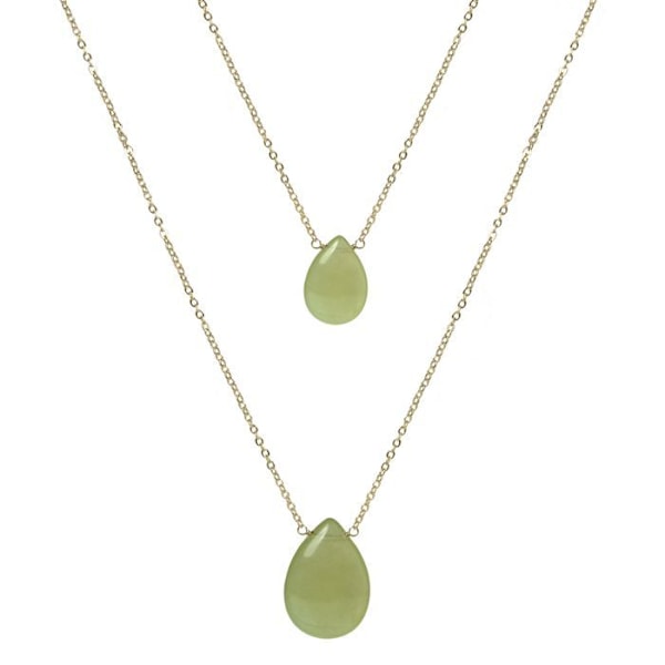Collier - Abélia - Allt i 18 Karat Gult Guld - Grön Jade - En Storlek - Dam Grön