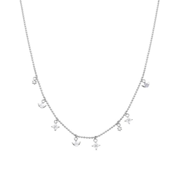 Collier - Luxenter - Skog - Kubisk zirkon - Rhodiumpläterad - Justerbar ögla Silver