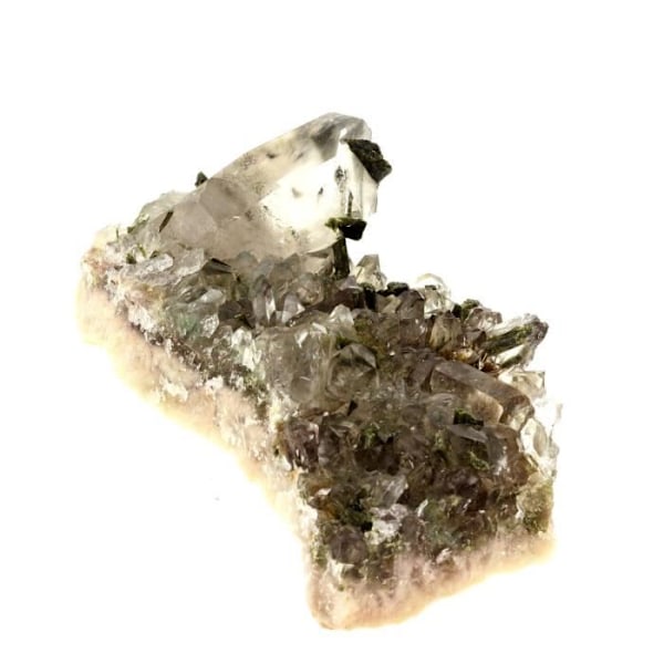 Sten og mineraler. Kvarts + Epidot. 1395,0 øre. Caetité, Bahia, Brasilien.
