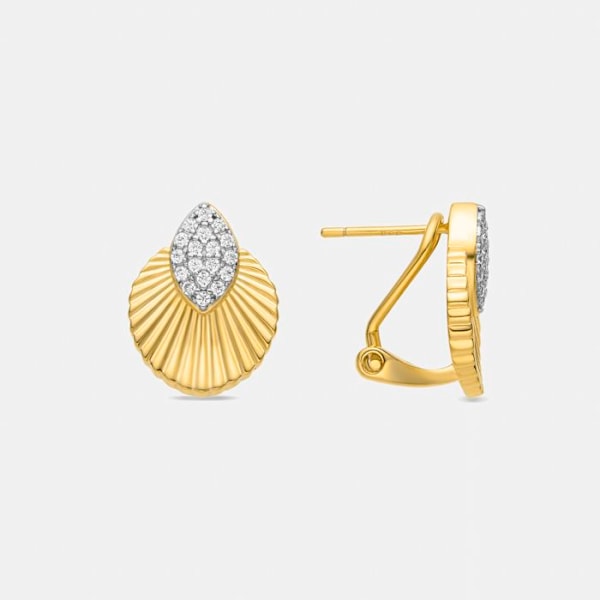 Örhängen - Kangva - Silver 925 - Glittrande zirkonium - Finish i 18k guld - 12,5 mm x 16 mm