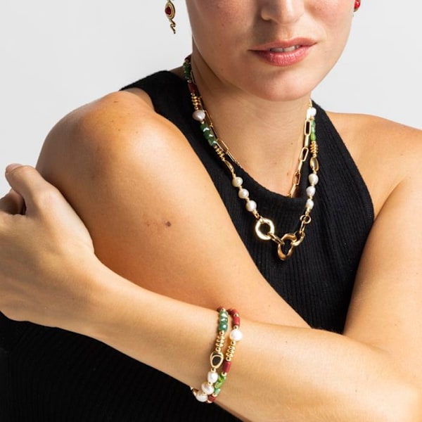 Armbånd - Luxenter - Kany - 18k guld - Hvid perle - Elastisk 14,5 mm Vit