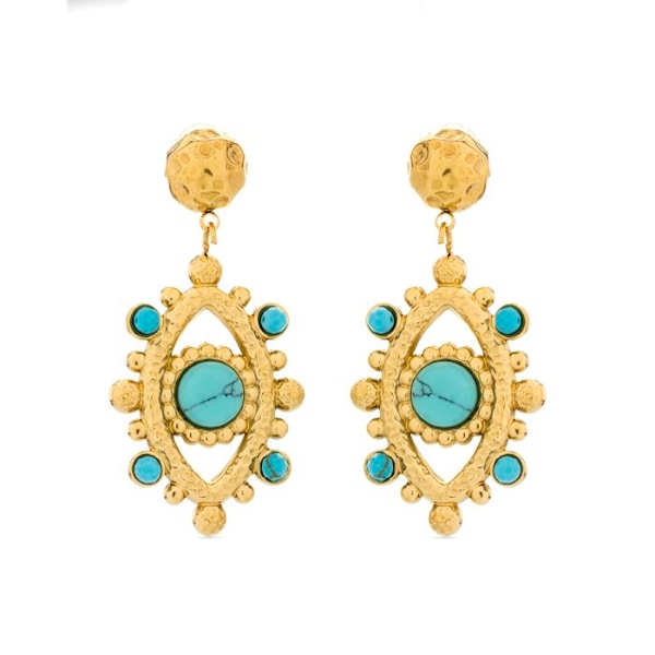 Örhängen - Luxenter - Romde - 18 karat guld - Turkos - 18 mm