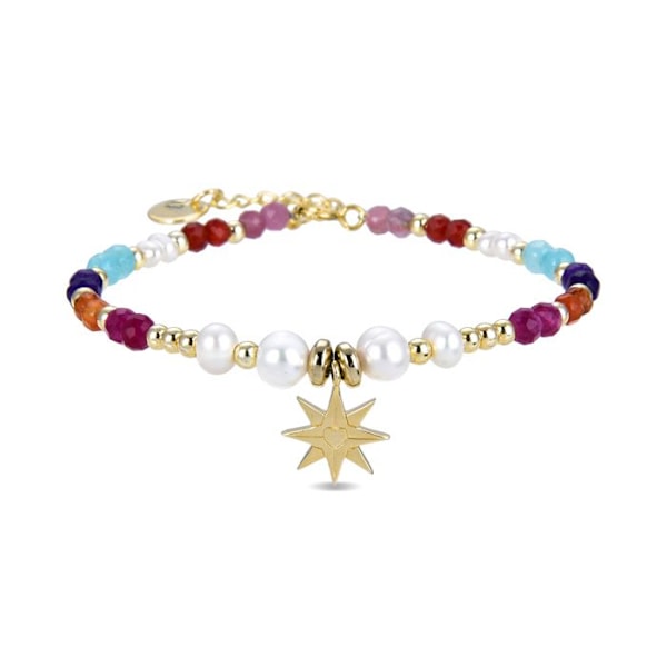 Armband - Shasha - Silver 925 - 18 Karat Guldfoliering - Flerfärgad Kristall - Enstorlek Flerfärgad