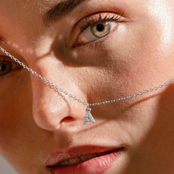 Halsband - Luxenter - Bokstav A - Zirkonsten - Silverfärgad - 42 cm + 3 cm förlängning
