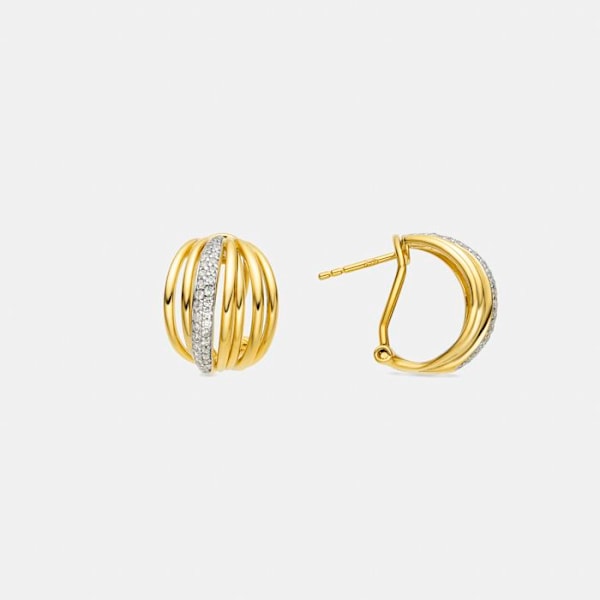 Örhängen - Luxenter - Aslor - Silver 925 - Guld 18k - Glittrande zirconium gyllene