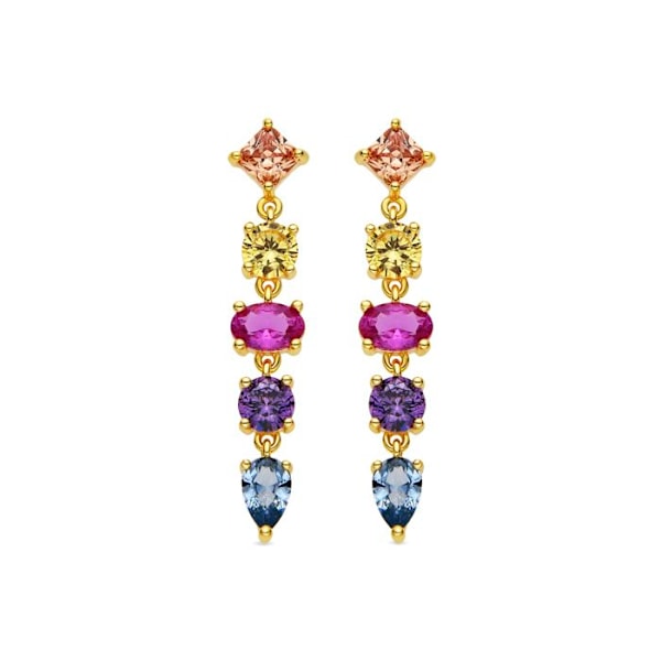 Korvakorut - Narxo - Hopea 925 - Monivärinen zirkoni - 18k viimeistely - 34 mm Flerfärgad