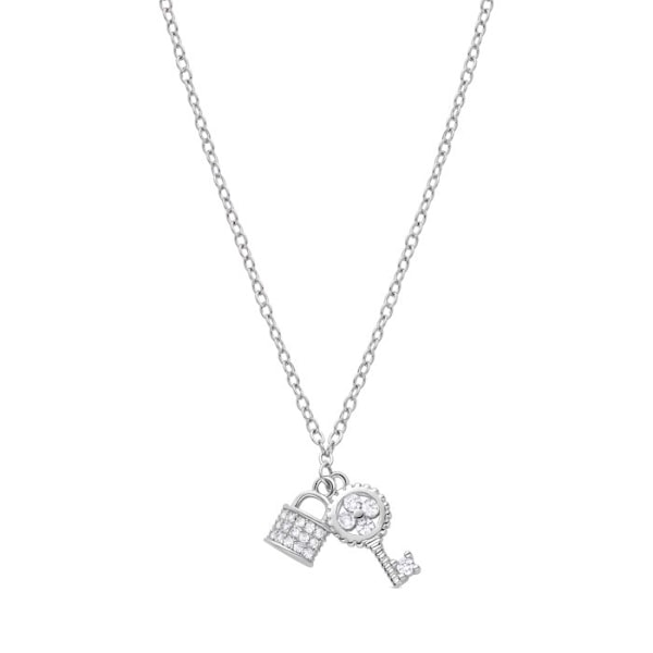 Collier - Luxenter - Diao - Glittrande zirkon - Rhodiumpläterad - 42 cm + 3 cm förlängning