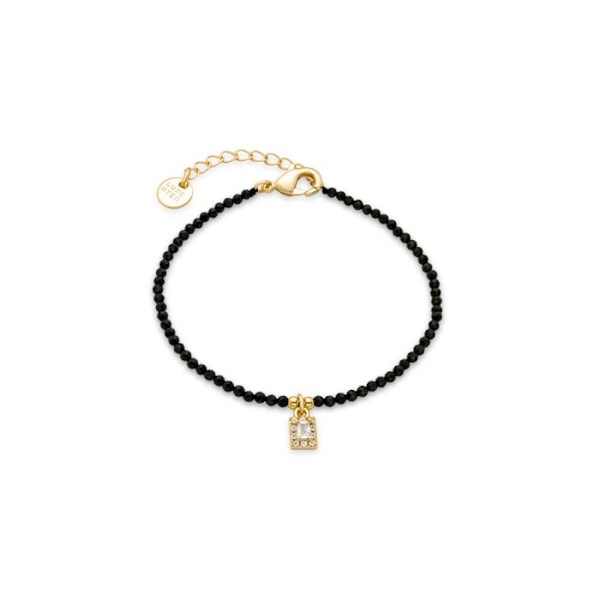 Armbånd - Luxenter - Aska - Sort agat - 18 karat guld - 16 cm + 3,5 cm forlængelse Svart