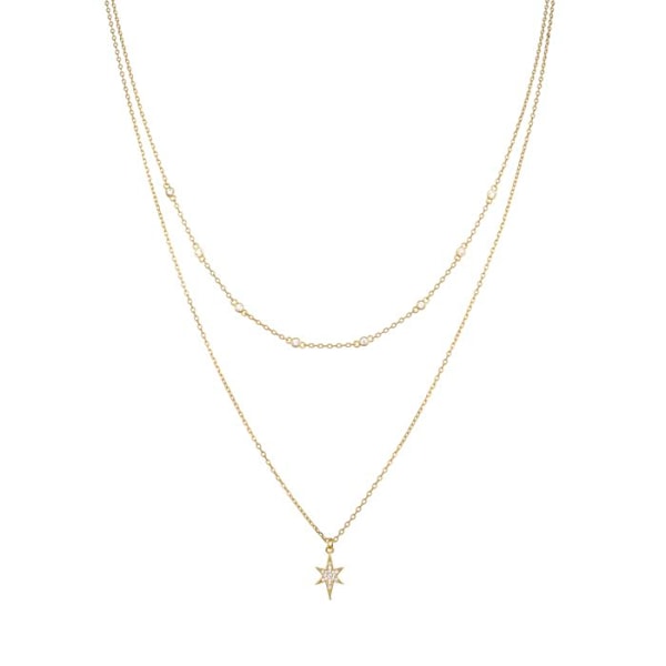 Collier - Luxenter - Tilmu - Silver 925 - Guld 18K - Glittrande zirkon