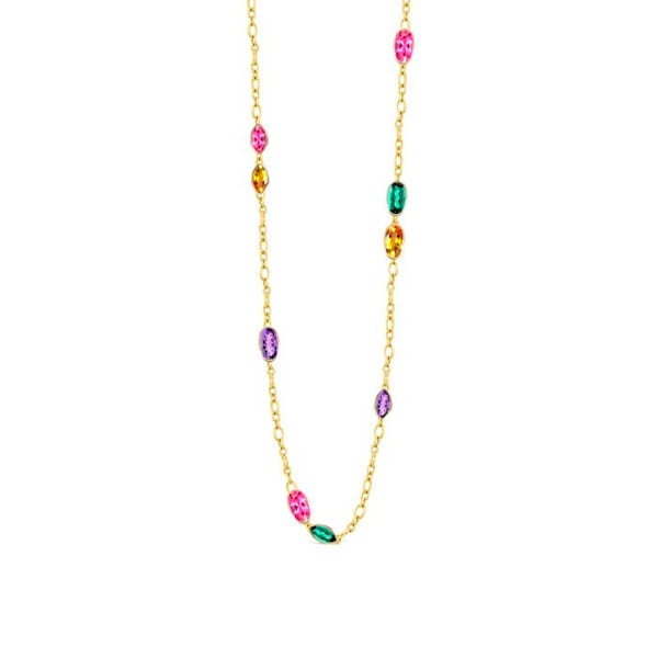 Collier - Luxenter - Helmara - Guld 18K - Multifarvet krystal - Krog clasp Flerfärgad