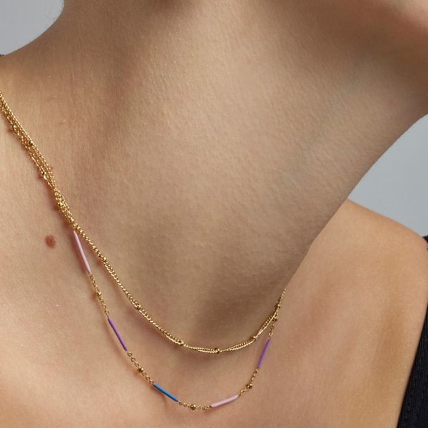 Collier Luxenter med multicolor lakeret 18k guldfinish - Lueo Flerfärgad