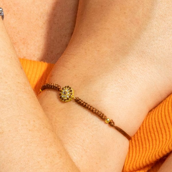 Armbånd - Luxenter - Ziadri - Argent 925 - Brun zirkon - Guld 18k kastanj