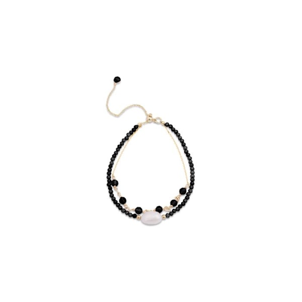 Armband - Ekhao - 18 Karat Gult Pläterat Legering - Hydrotermal Kvarts - Onyx - Universell Storlek Svart
