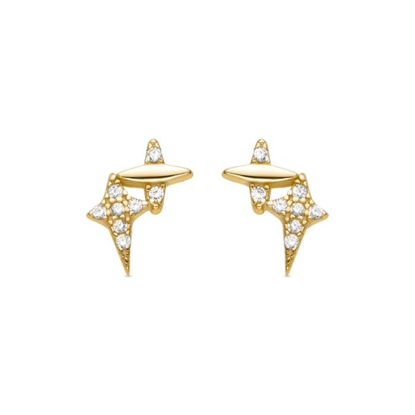 Øreringe - Ciko - 925 sølv - Brillant zirkonium - 18k guld finish - 9,5 mm